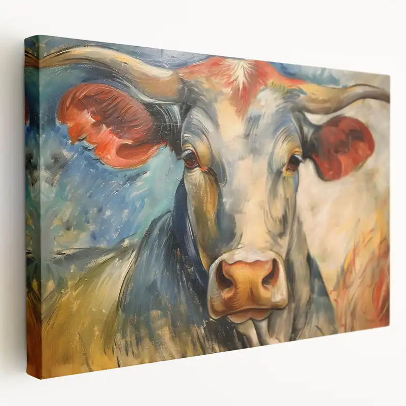 Big Sale Vivid Cow Wall Art - Colorful Cow Canvas for Eclectic Decor
