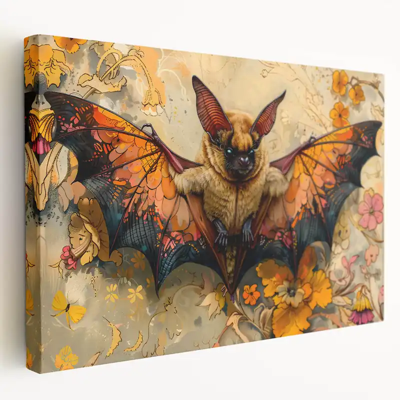 Vibrant Bat Art - Majestic Wildlife Decor with Floral and Autumn Themes Don’t Miss Out