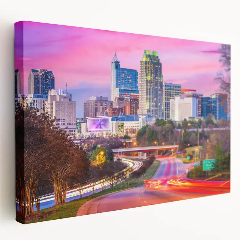 Top Pick Vibrant Raleigh Cityscape Canvas - North Carolina Skyline Wall Art