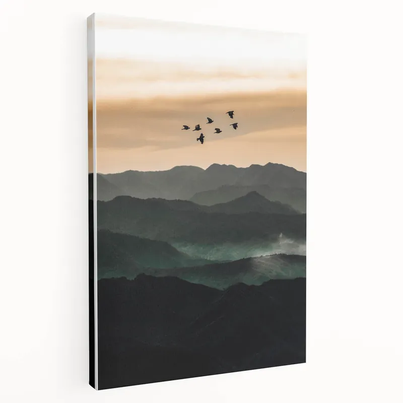 Twilight Flight Over Hills - Rustic Landscape Art Trusted Brand