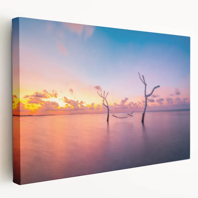 Wholesale Hammock at Sunset Art - Tranquil Maldives Seascape Canvas Print