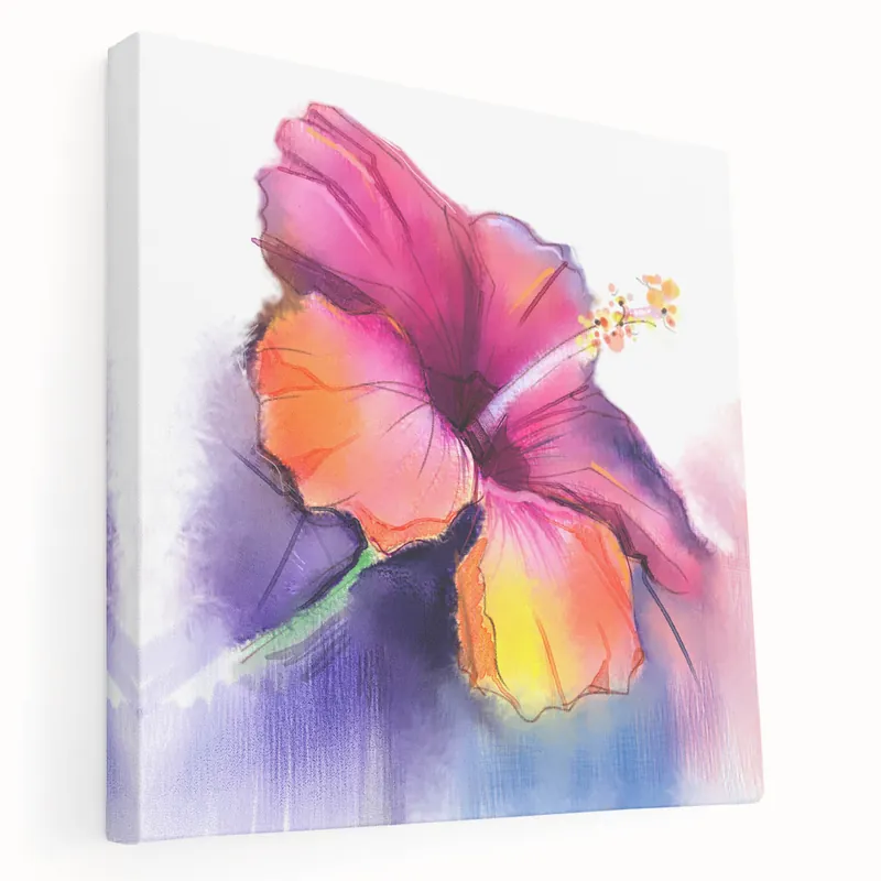Vibrant Tropical Hibiscus Wall Art – Colorful Botanical Floral Canvas Print Price Cut