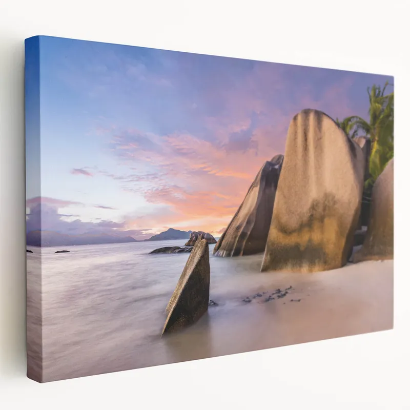 Tranquil Beach Sunset Wall Art - Serene Coastal Rocks Canvas Print Don’t Miss Out