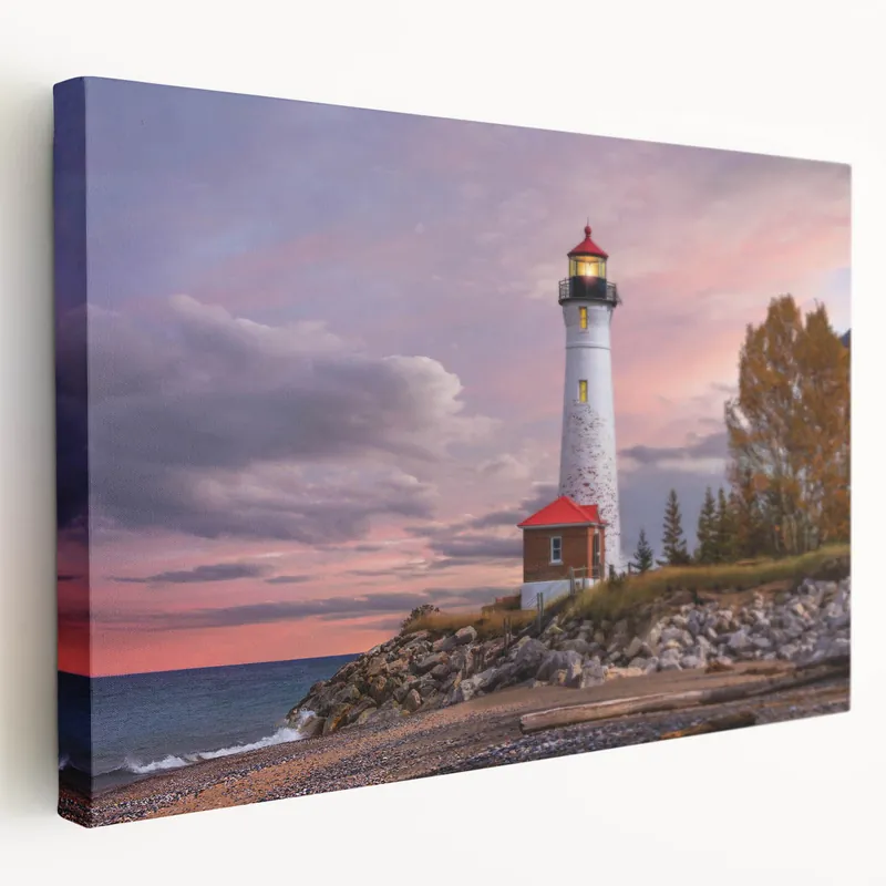 While Supplies Last Scenic Lighthouse Picture - Coastal Sunset Wall Art Nautical Decor
