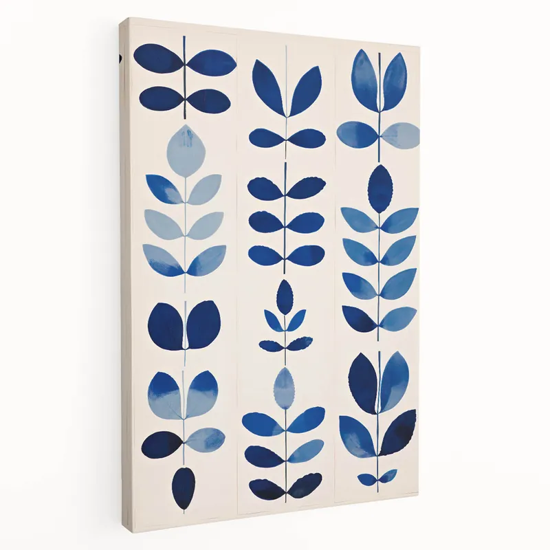 Wholesale Maximalist Wall Art - Bold Blue Leaf Print for Eclectic Home Decor