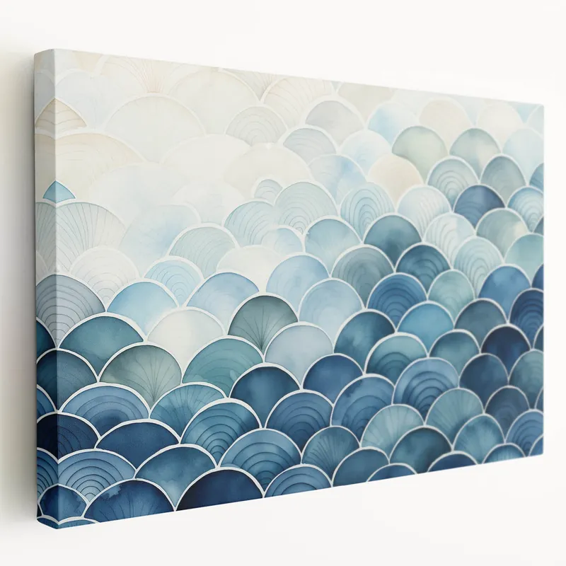 Worldwide Shipping Abstract Coastal Wave Pattern Wall Art – Ocean-Themed Blue Print