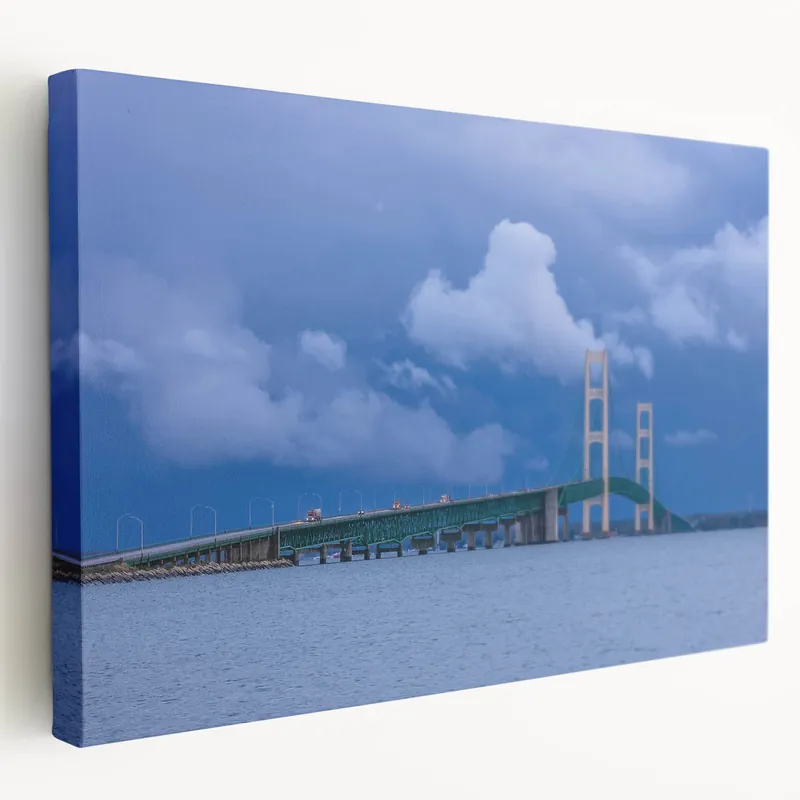 Today Only Upper Peninsula Wall Art - Mackinac Bridge Blue Horizon Print