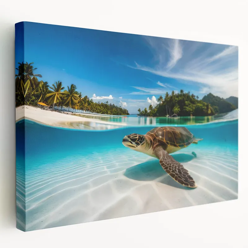 Super Sale Oahu Coastal Art - Tropical Sea Turtle Hawaii Photography Canvas