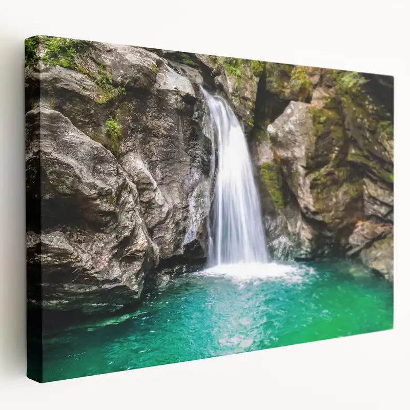 Vermont Waterfall Nature Art - Scenic Rocky Waterfall Canvas Print Worldwide Shipping