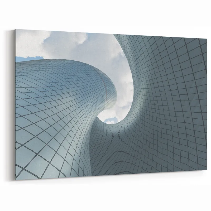 Weekend Sale Modern Architectural Abstract Wall Art - Curved Glass Facade Design
