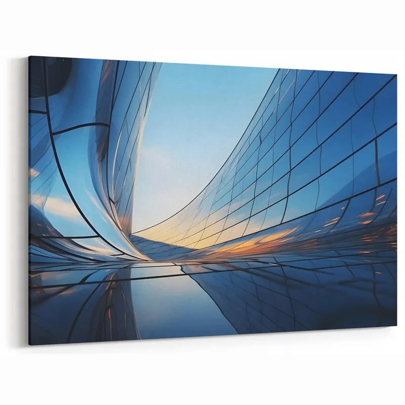 While Supplies Last Reflective Curved Glass Art Print - Modern Architectural Canvas