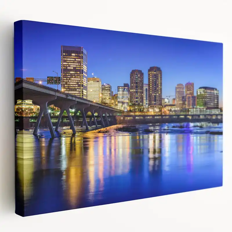 Virginia Landscape Art - Richmond Skyline Blue Hour Scenic Photography Print Limited Offer