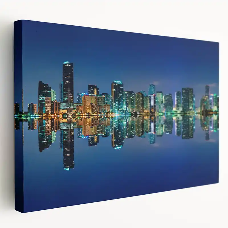 Stunning Miami Skyline Art – Vibrant Cityscape Canvas for Home Decor Seasonal Sale