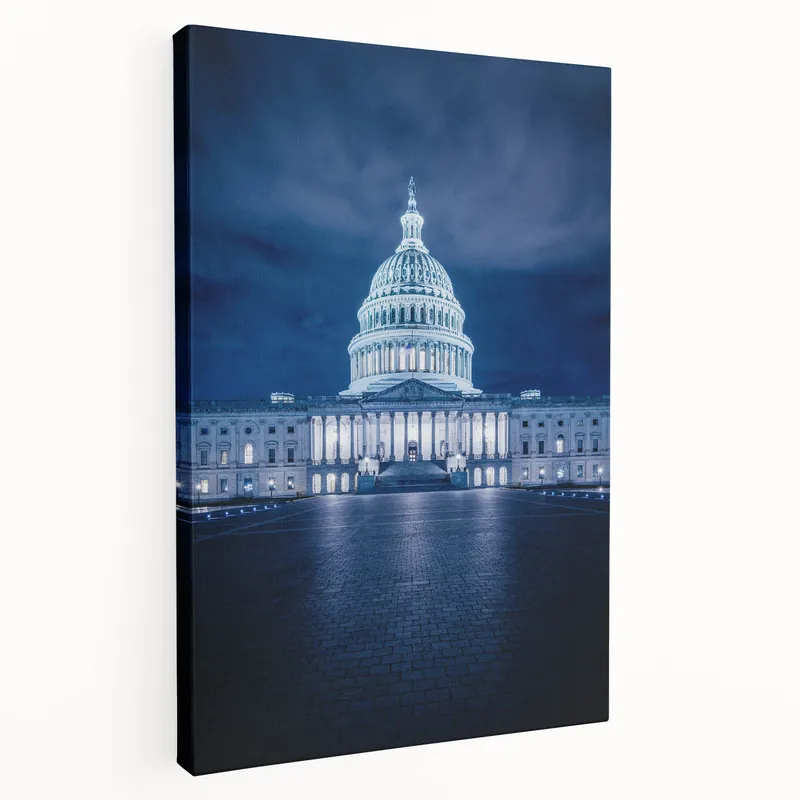Wholesale US Capitol Building Wall Art - Nighttime Washington DC Scenic Print