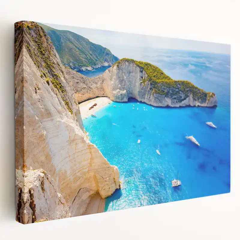 Worldwide Shipping Greek Scenery Art - Stunning Navagio Beach & Blue Waters
