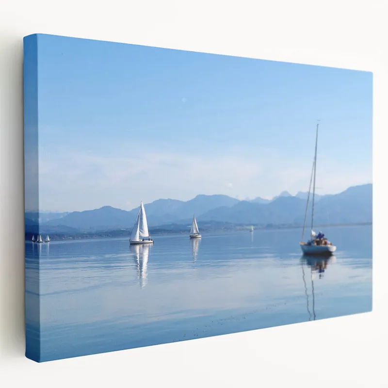 Weekend Sale Bavaria Wall Art - Serene Sailing on Bavarian Lake with Alps
