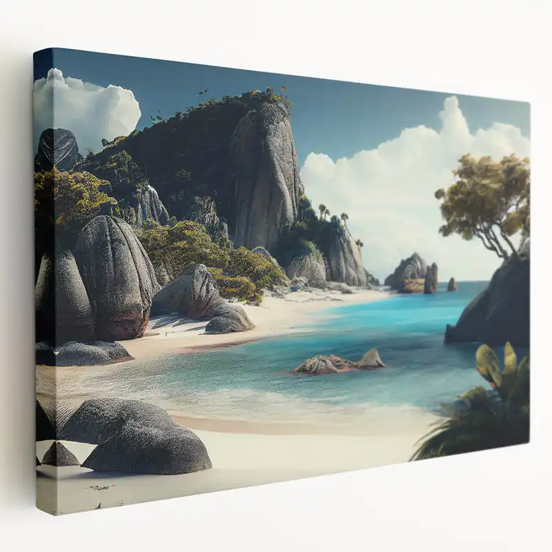 Buy Online Fiji Landscape Artwork - Majestic Cliffs Beach View