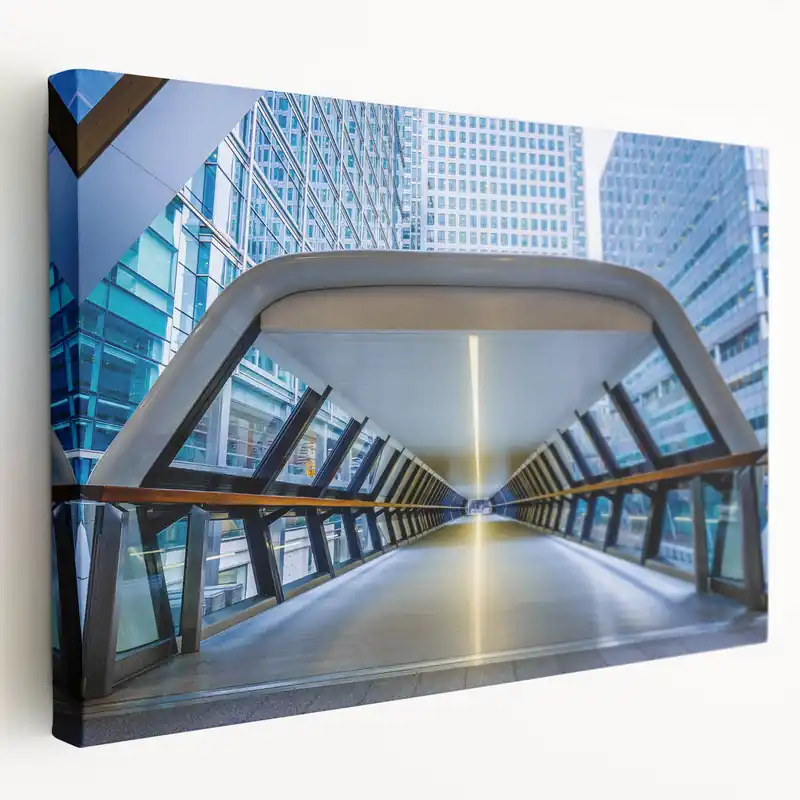 London Photography Art - Modern Canary Wharf Walkway in Blue Hues Direct From Manufacturer