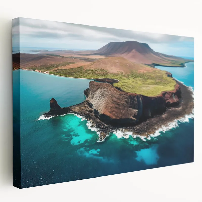 Galapagos Scenic Prints - Aerial Island View Ecuador Landscape Art One Day Deal