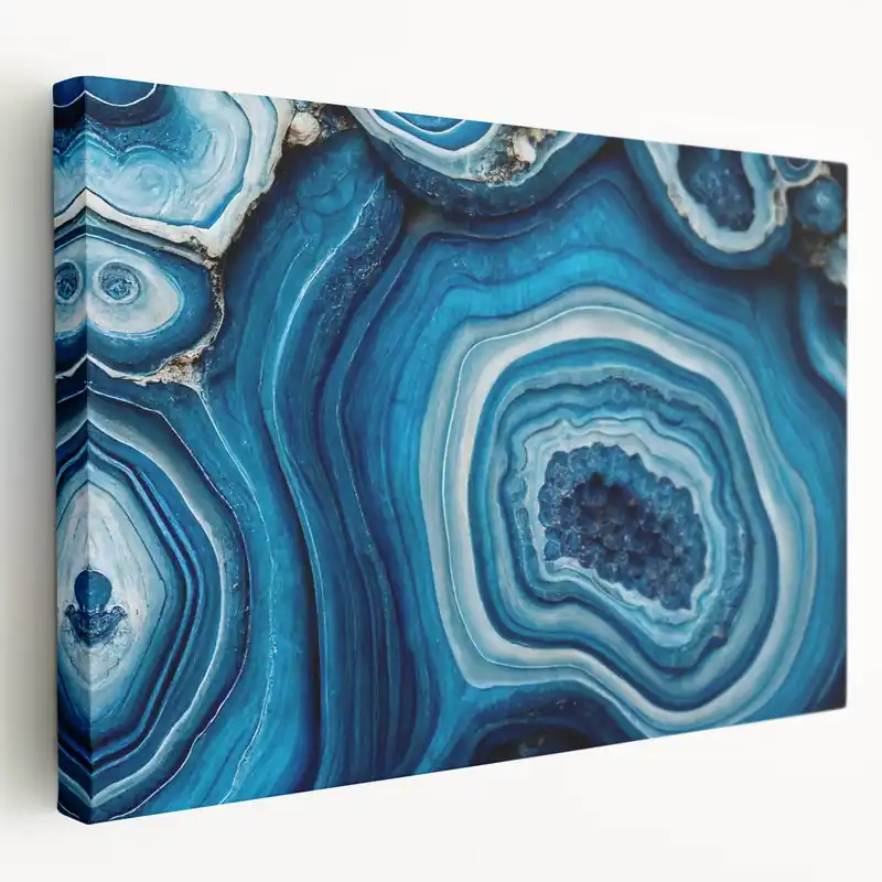 Natural Elements Wall Art | Blue Geode Close-Up Canvas Print Fast Shipping
