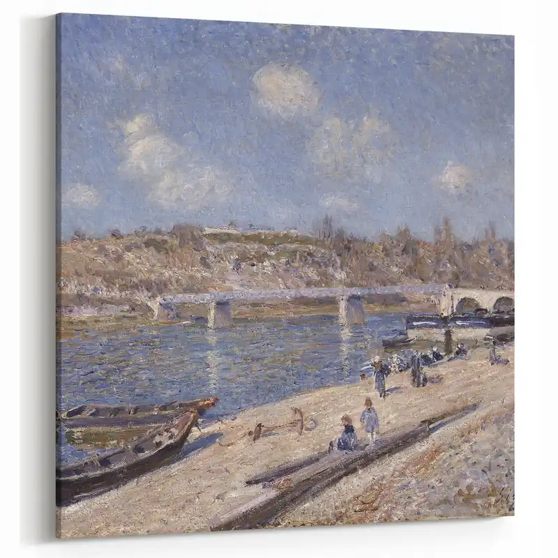 While Supplies Last Alfred Sisley Art - French River Scene with Boats and Bridge Canvas Print