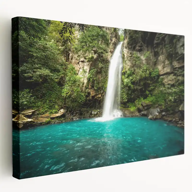 Tranquil Costa Rican Waterfall Canvas - Serene Nature Print Professional Grade