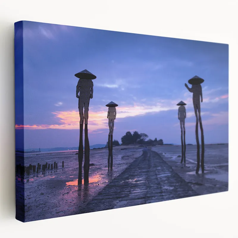 Twilight Silhouettes on Taiwan Shore - Taiwan Scenery Wall Art Print Hot Deal