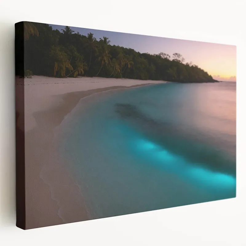 Tropical Beach Art – Peaceful Coastal Night Scene with Glowing Waters Exclusive Offer