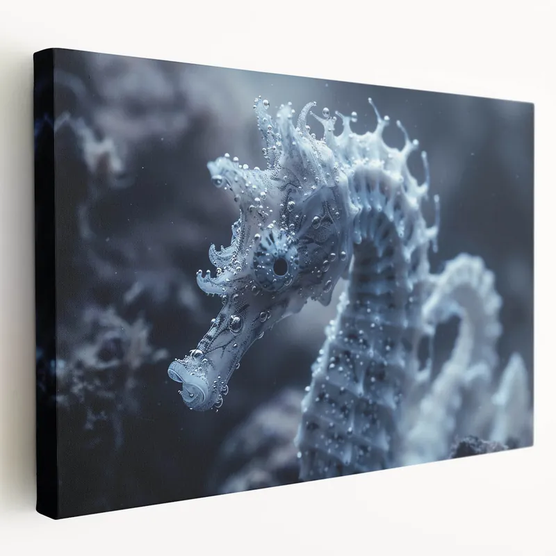Frozen Seahorse: Ice and Frost Art – Winter Nature Close-Up Wall Decor Free Shipping