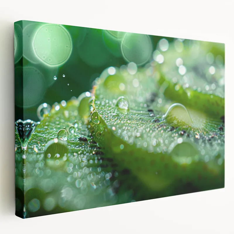 Price Cut Nature Close-Up Water Art: Dewy Green Serenity – Water-Themed Wall Decor