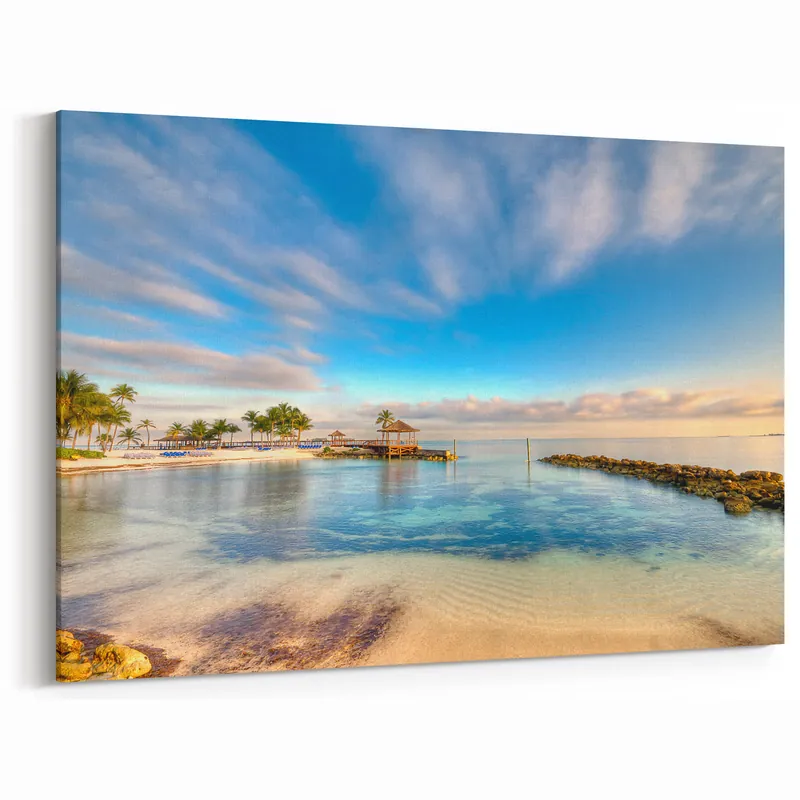Affordable Bahamas Wall Art - Serene Tropical Island Beach with Clear Blue Waters