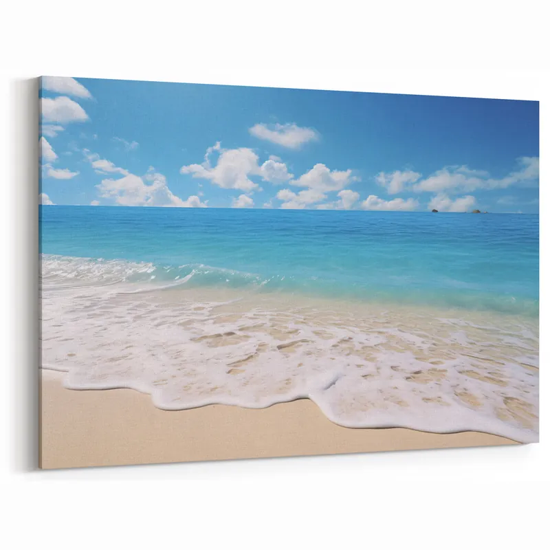 Antigua Beach Canvas – Serene Caribbean Seascape Coastal Wall Art Special Discount