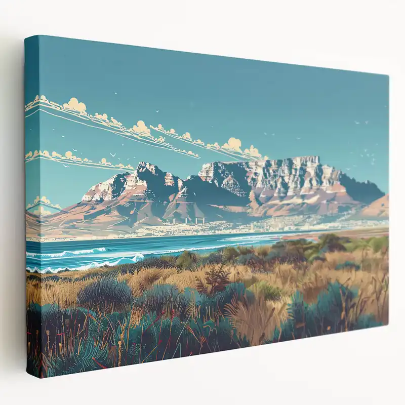 Table Mountain South Africa Wall Art – Cape Town Landscape Canvas Print Professional Grade