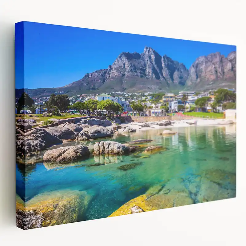 Weekend Sale Cape Town Wall Art - Crystal Blue Waters and Majestic Mountain Scenery