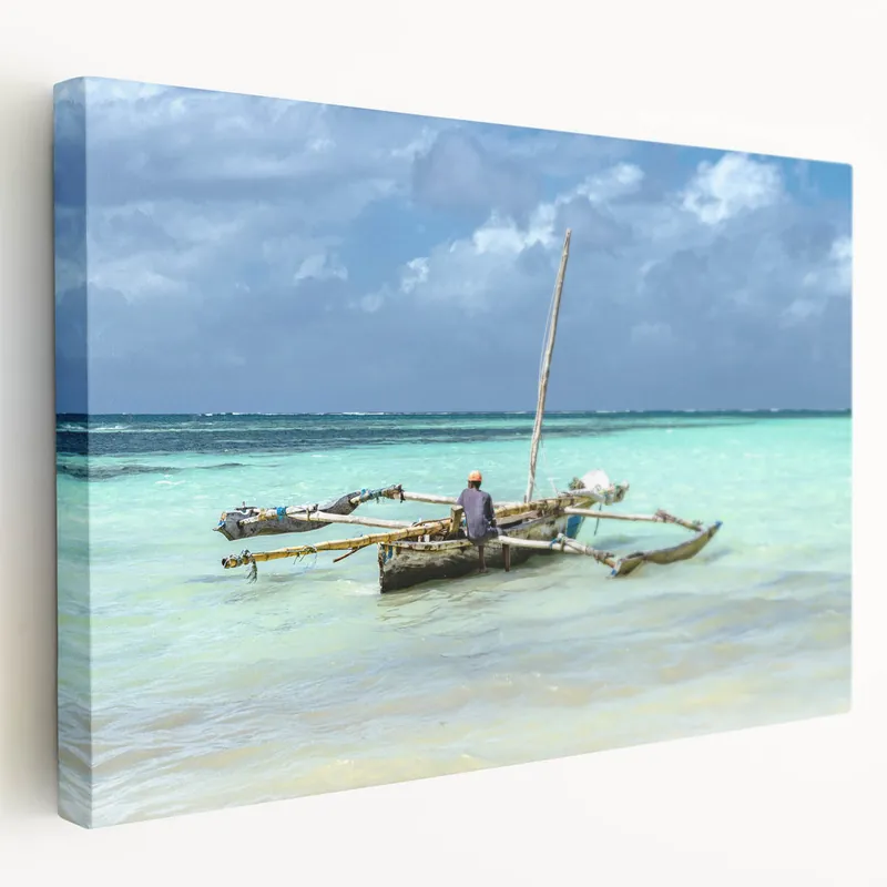 Serene Kenyan Coastline Wall Art - Traditional Dhow African Seascape Free Delivery