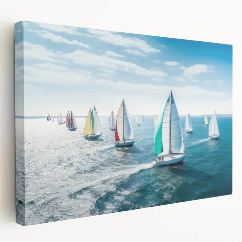 Weekend Sale Sailboat Regatta - Nautical Canvas Art | Colorful Sailing Race Print