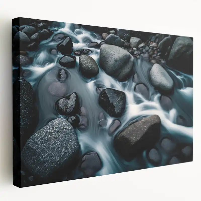 Flowing River Rocks - Serene Nature-Inspired Wall Art, Tranquil Decor One Day Deal