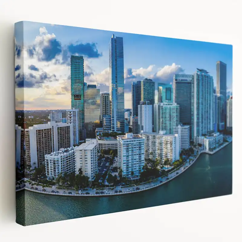Get Yours Miami Skyline Wall Art: Vibrant Downtown Miami Cityscape on Canvas