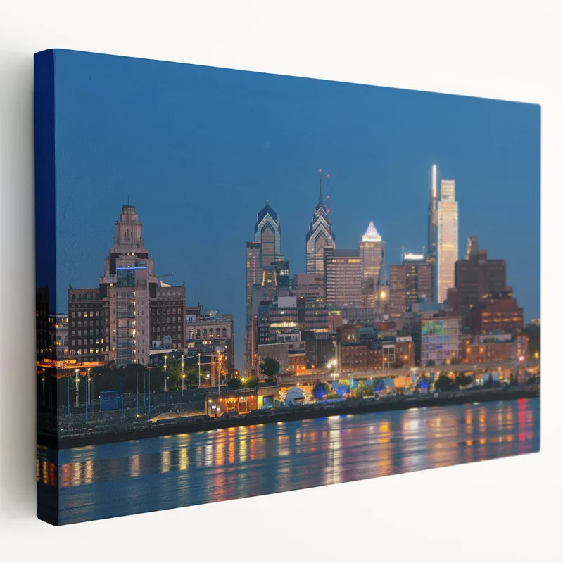 Philadelphia Night Skyline Art - Radiant Cityscape with Reflections Time-Limited