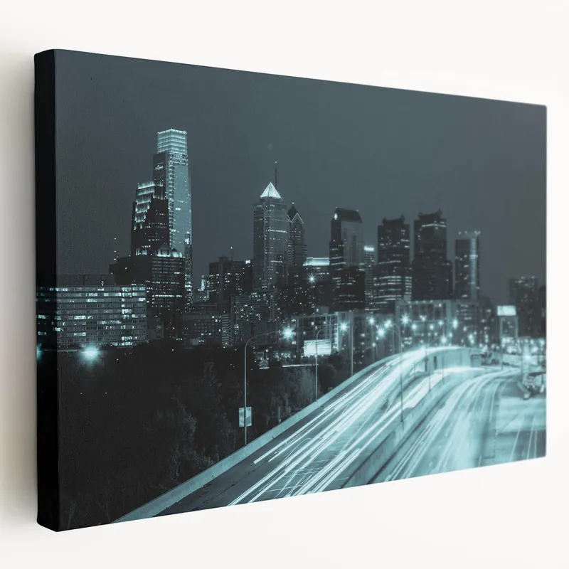 Limited Time Philadelphia Skyline Wall Art - Elegant Night Cityscape Canvas Print