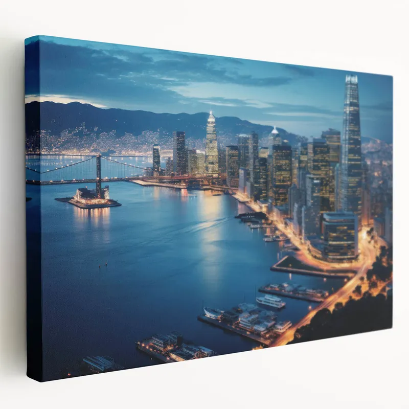 Viral San Francisco Skyline Art | Dusk Cityscape with Illuminated Bay | Canvas