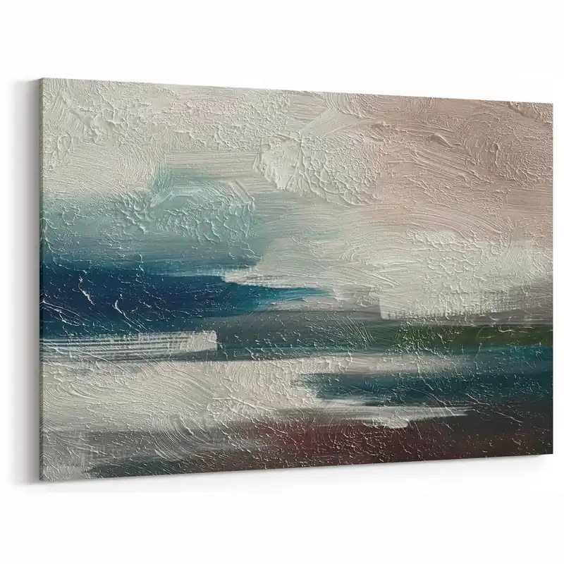 Top Rated Abstract Ocean Breeze Canvas – Textured Blue and White Coastal Art