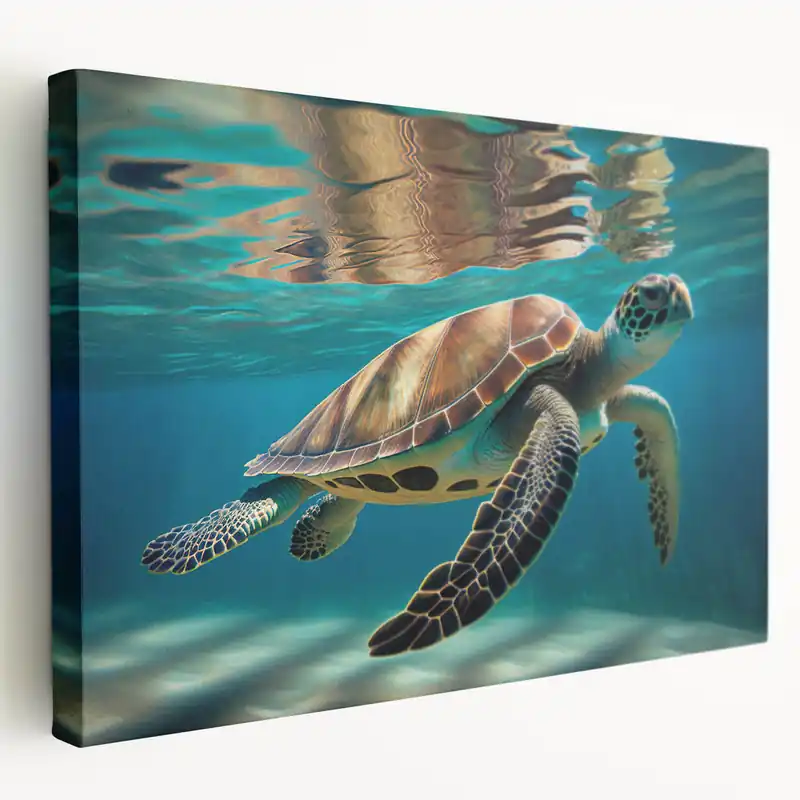 Tranquil Turtle Wall Art - Serene Underwater Canvas for Ocean Decor Modern
