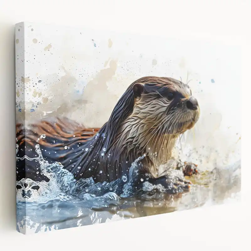 Bulk Order Splashing Sea Otter Wall Art - Vibrant Marine Life Canvas & Framed Prints
