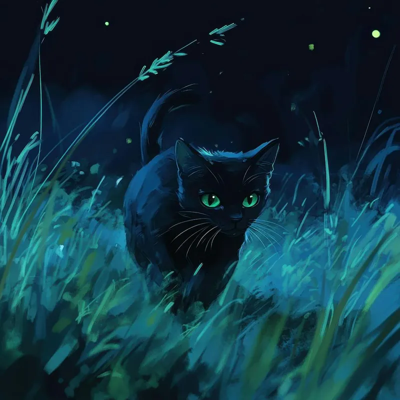 Black Cat In The Grass 4 Brand New