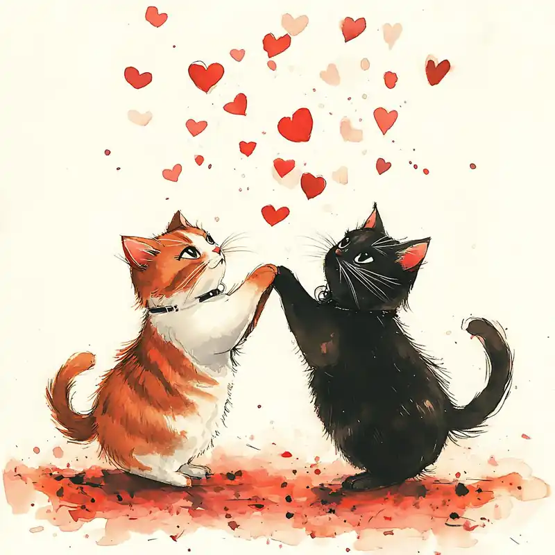 Latest Dancing Cats Under Falling Heart 7