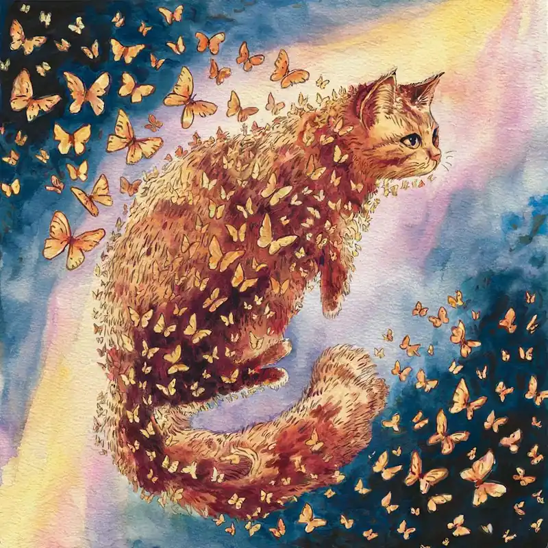 No Minimum Order Cat With Butterflies