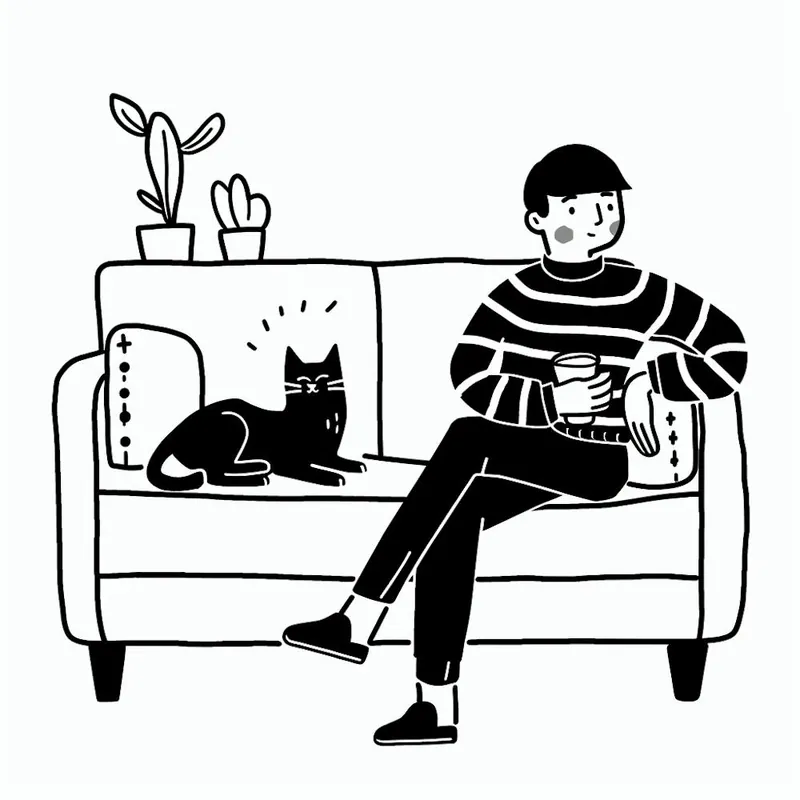 Price Cut Sitting On Couch With Cat