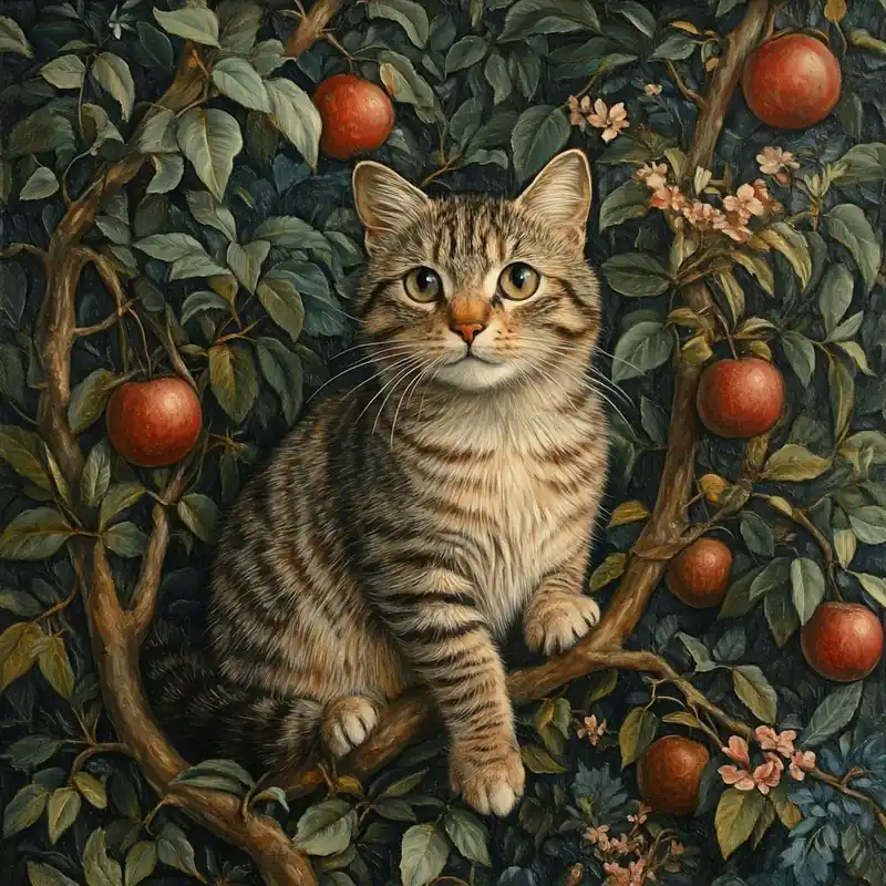 Cat In Apple Tree Art 1 Today Only