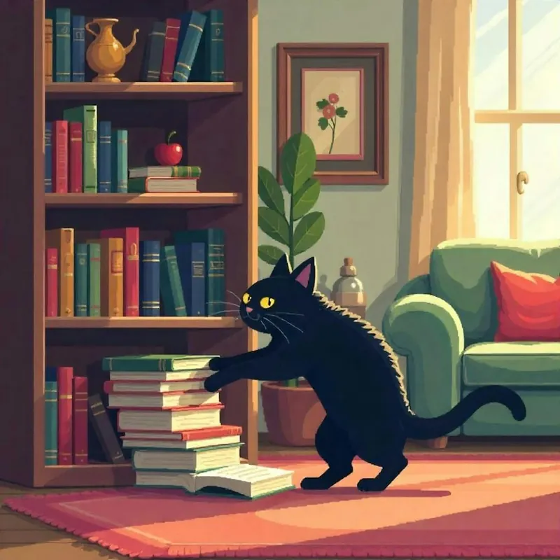 Cat Playing With Books Funny Cat (2) Trending
